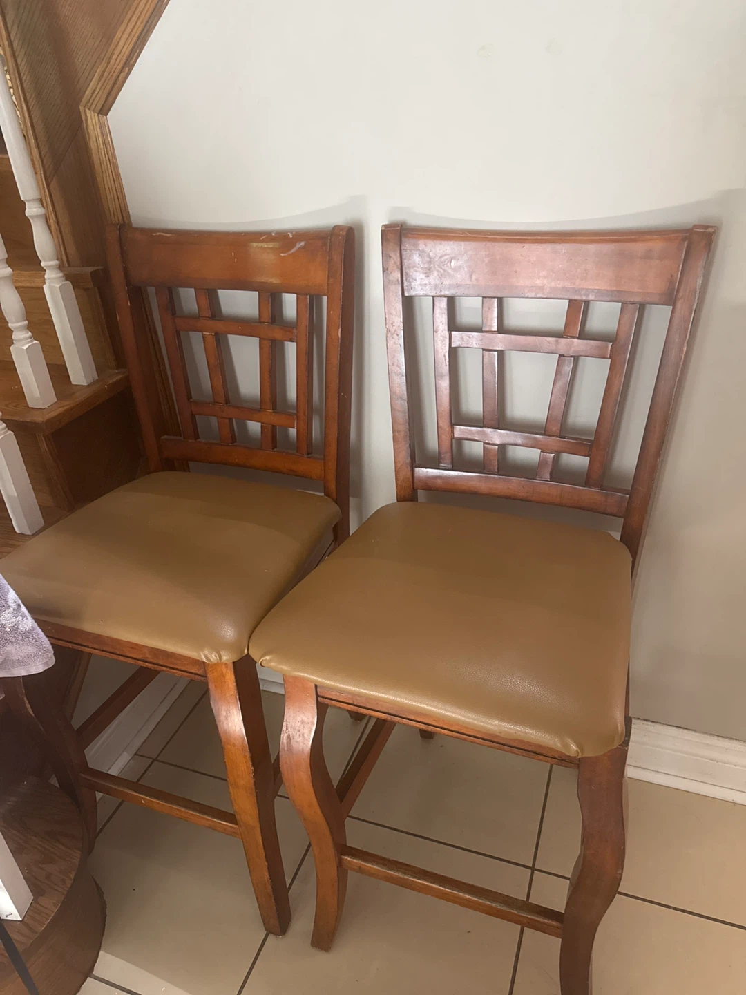 Set of 2 Wooden Counter Stools