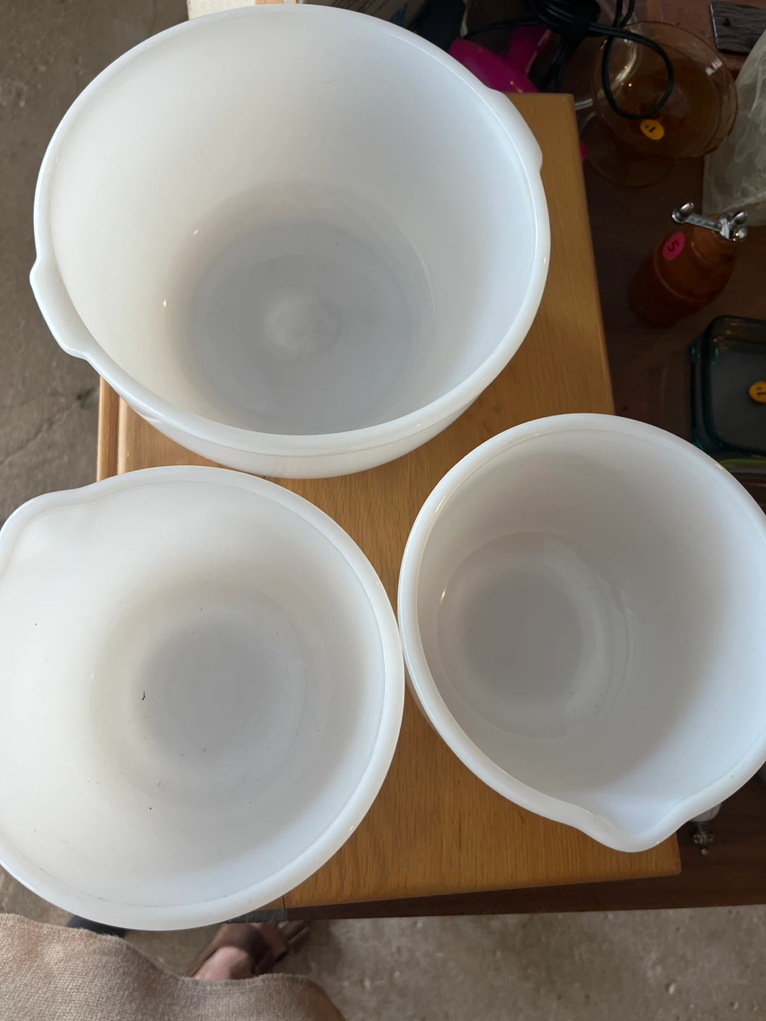 Glass bake Set of 3 White Mixing Bowls