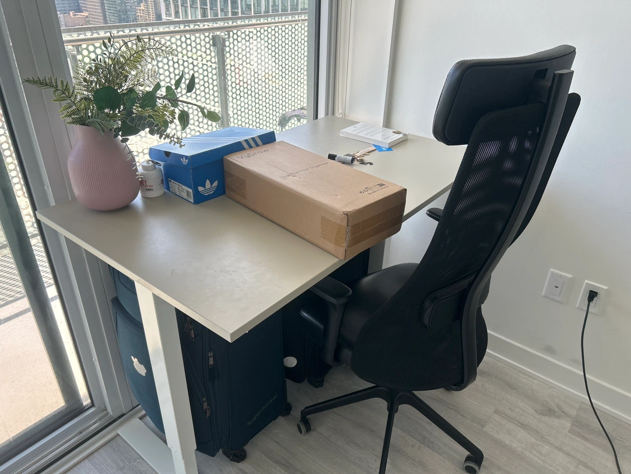 Adjustable IKEA table + ergonomic chair