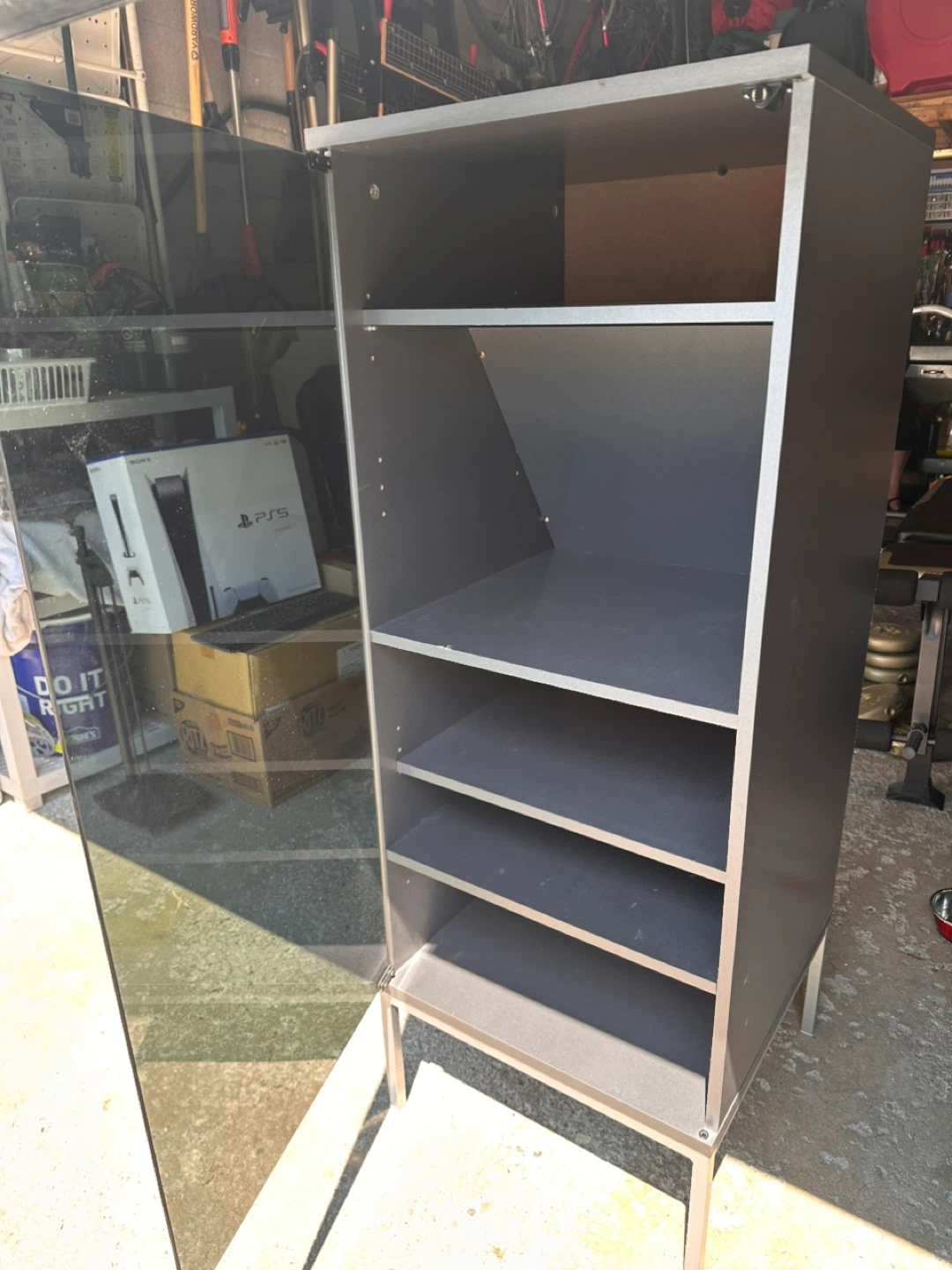 Grey Storage Cabinet with Glass Door - photo 2
