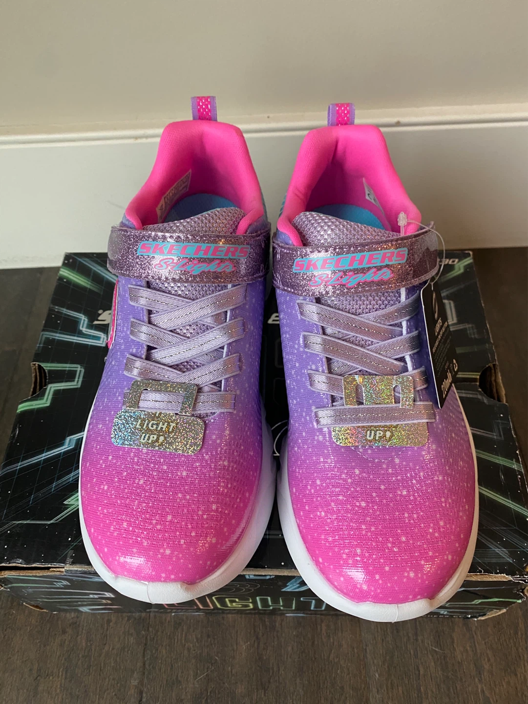 SKECHERS S-Lights Light-Up Sneakers Ombre Girls Size 2 NIB - photo 3
