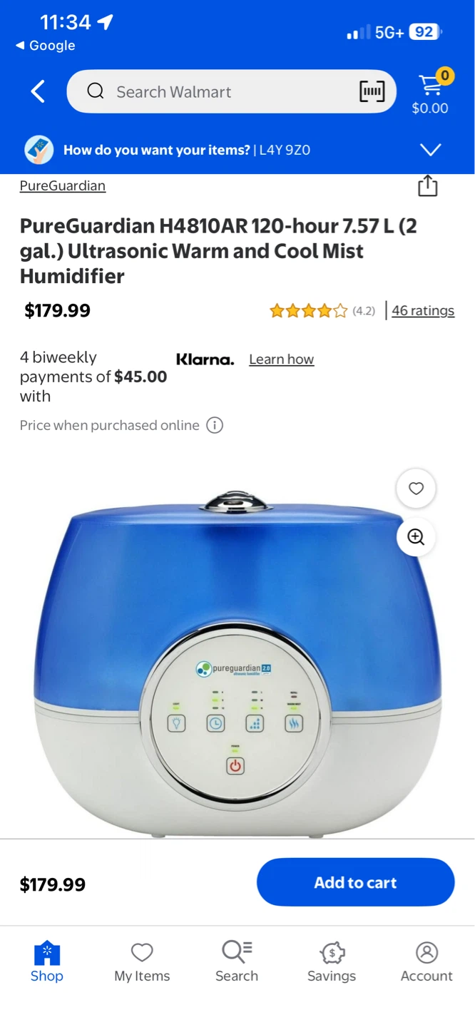 PureGuardian Ultrasonic Humidifier 2.0 Gallon