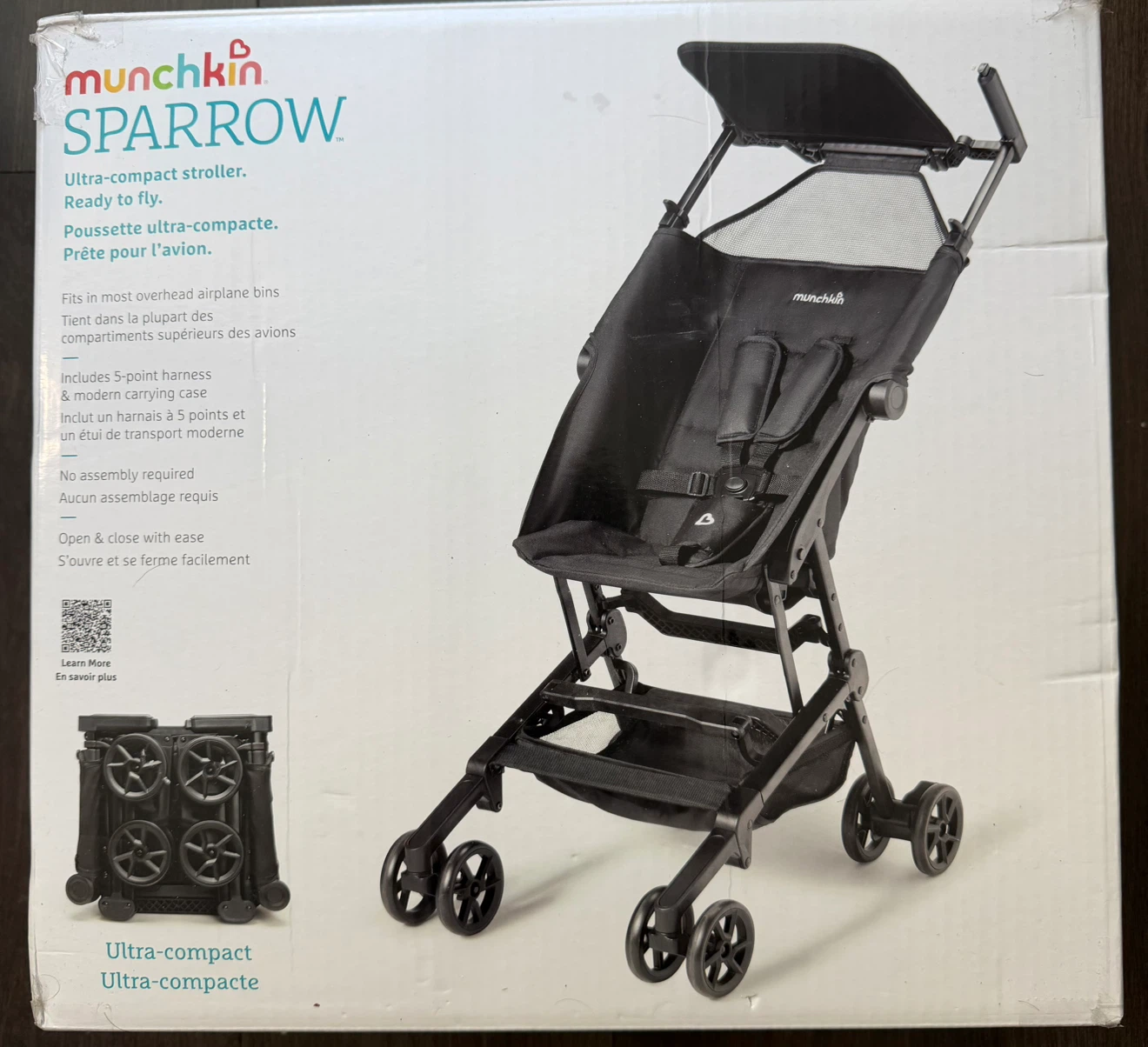 Munchkin Sparrow Lightweight Travel Stroller - Black