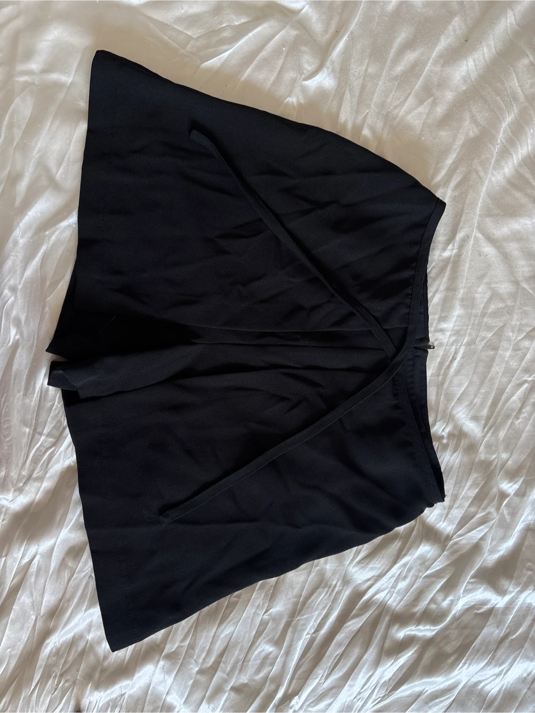 Black High-Waisted Shorts Tie Front