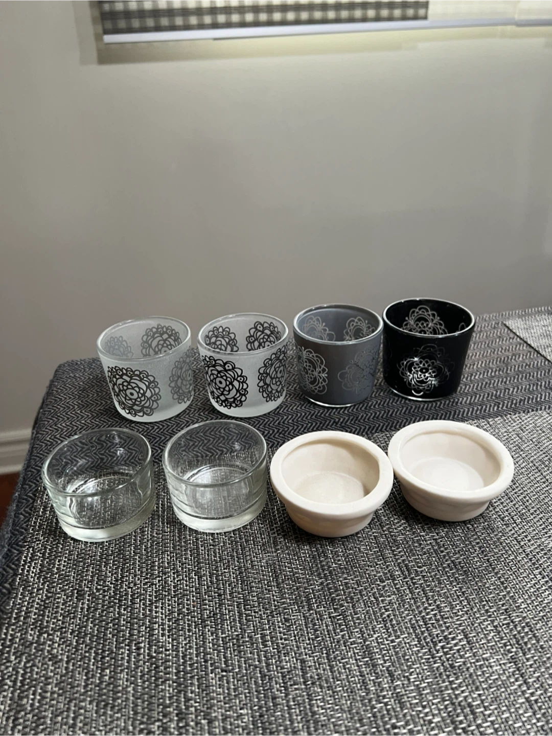 Set of 8 Glass & Ceramic Tealight Holders