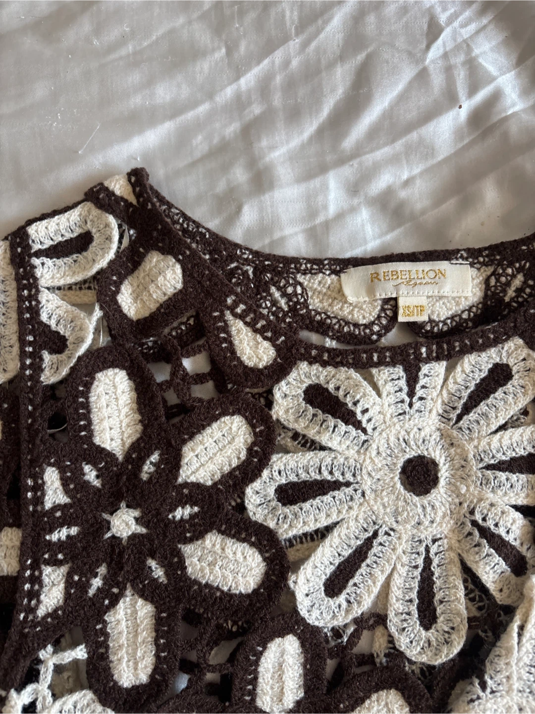 Rebellion Crochet Flower Sweater XS/TP - photo 2