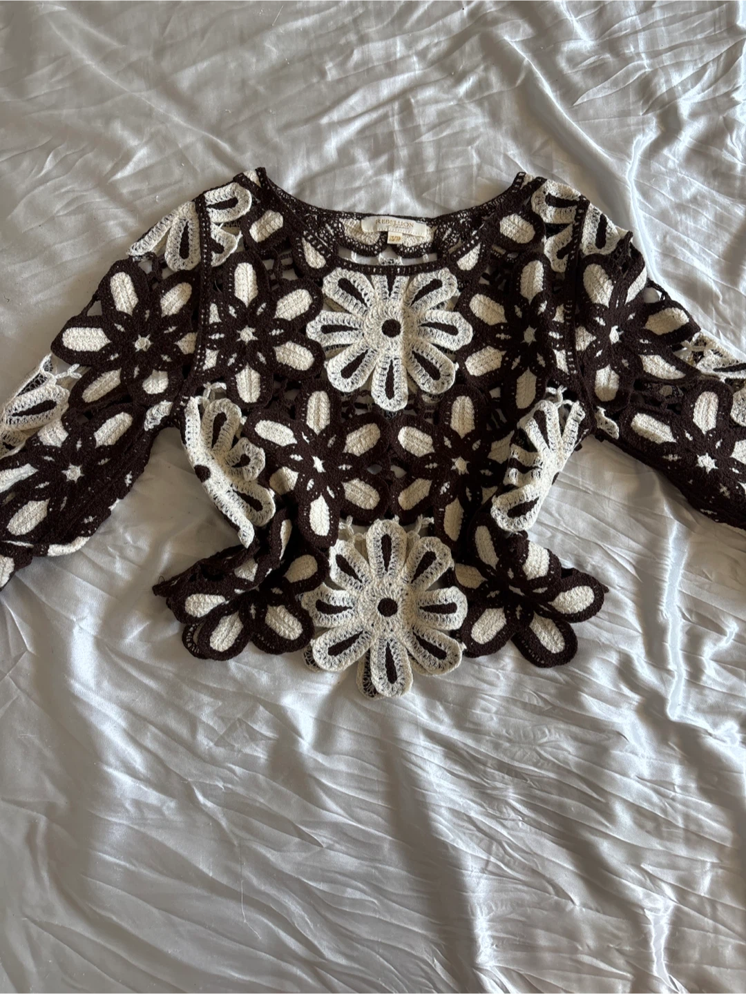 Rebellion Crochet Flower Sweater XS/TP - photo 3