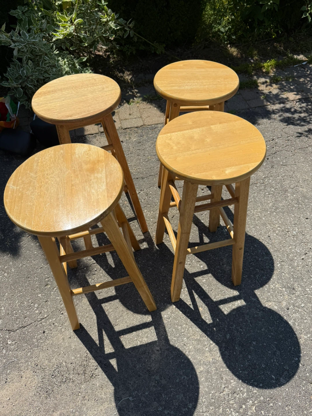 Set of 4 Wooden Bar Stools