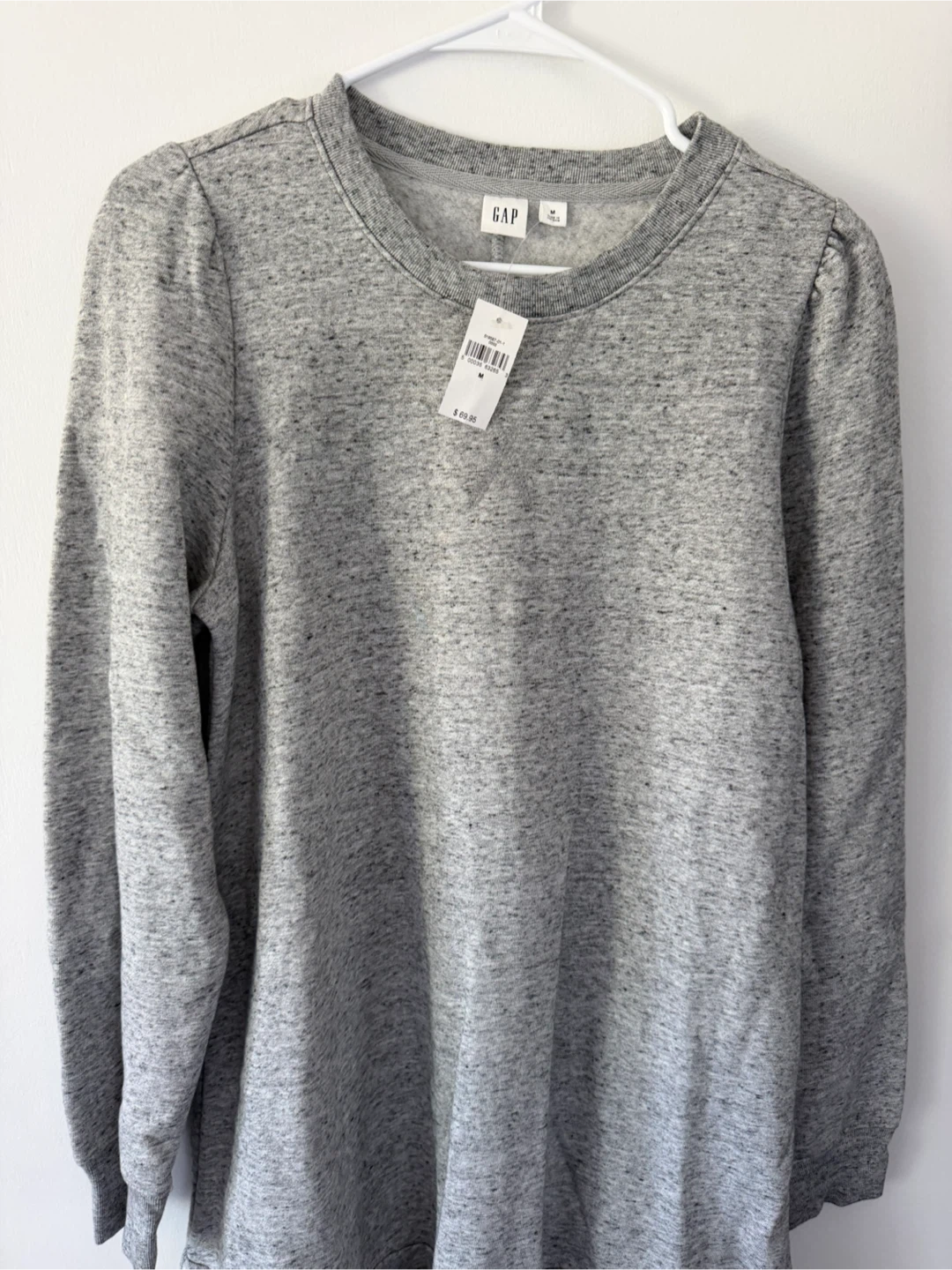 GAP Gray Crewneck Sweatshirt Dress with Ruffle Hem - Medium