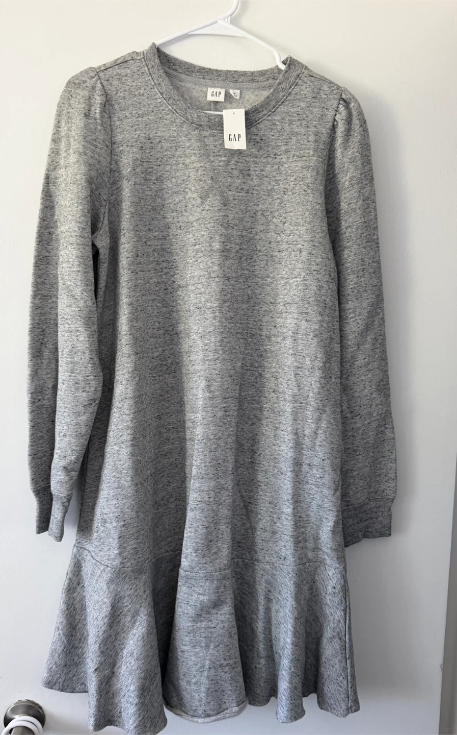 GAP Gray Crewneck Sweatshirt Dress with Ruffle Hem - Medium - photo 3