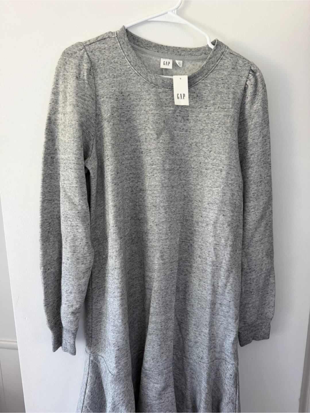 GAP Gray Crewneck Sweatshirt Dress with Ruffle Hem - Medium - photo 4