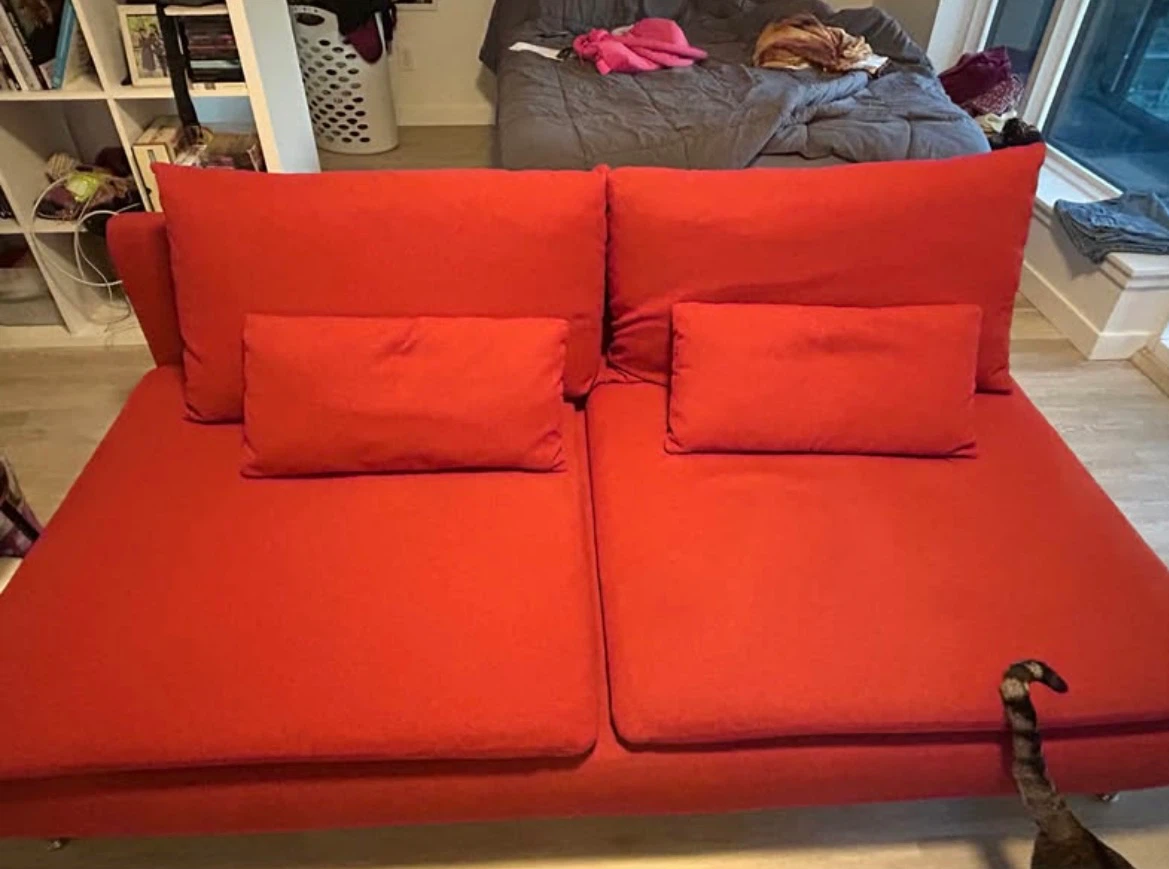 IKEA red couch - Moving Sale