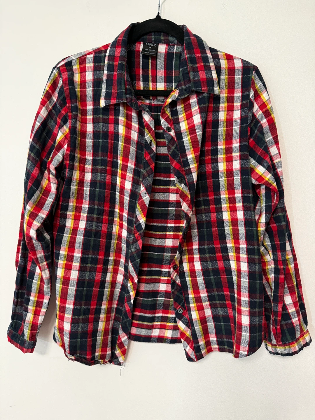 Plaid Button-Up Shirt - 100% Cotton