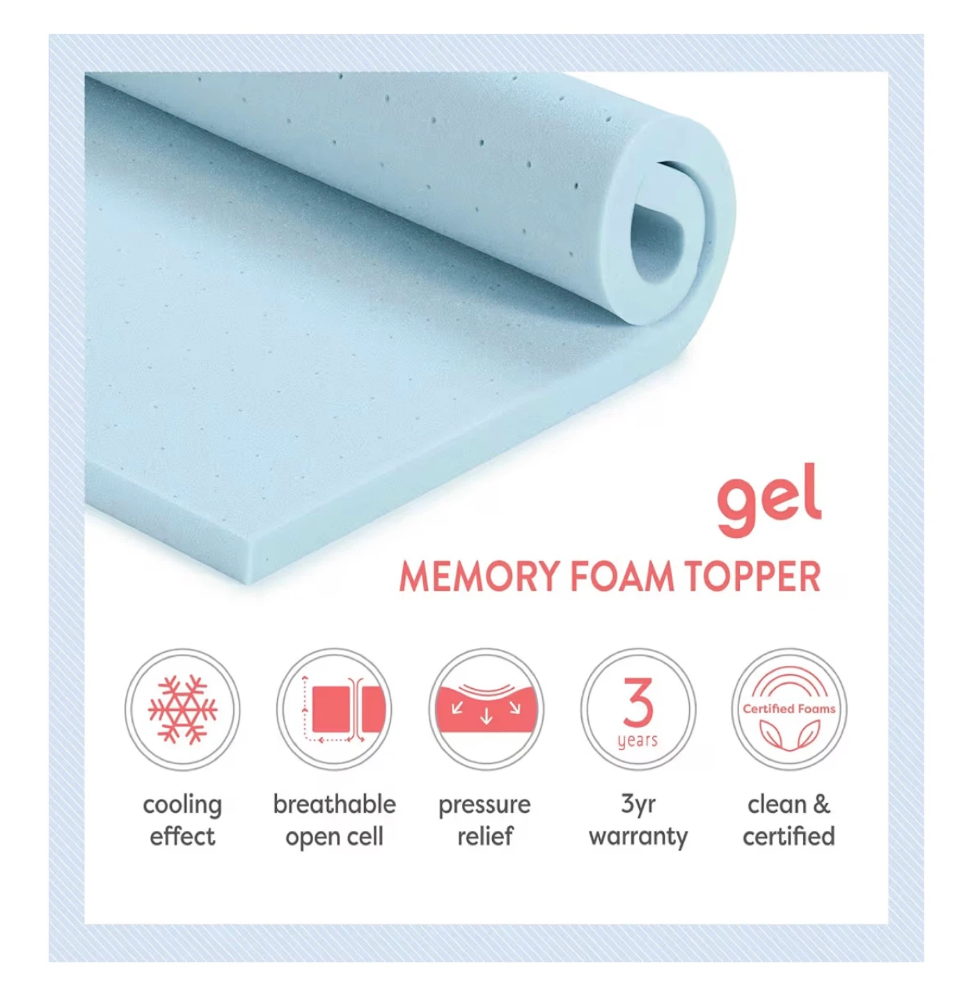 Gel Memory Foam Mattress Topper full size - photo 2