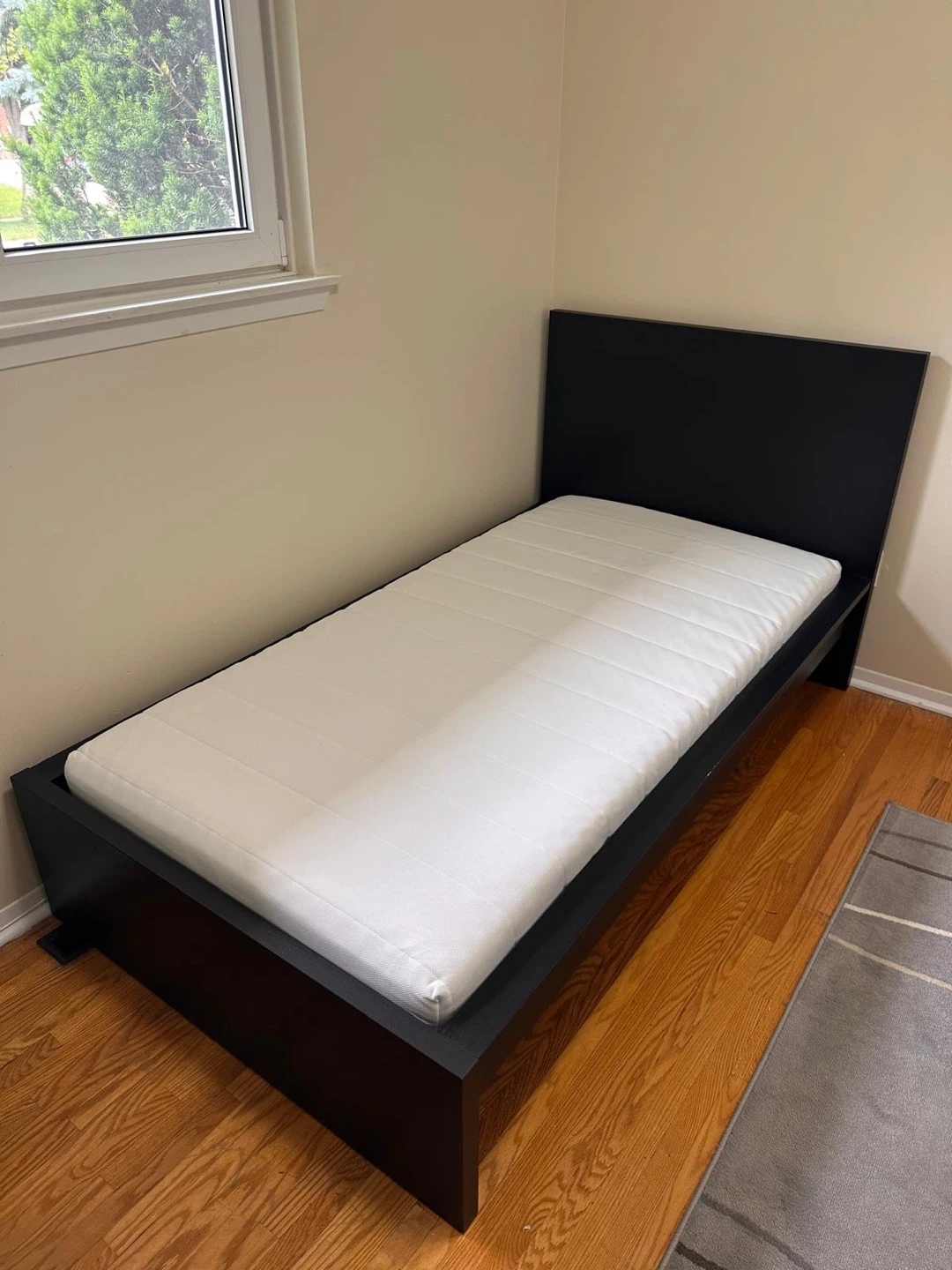 IKEA MALM twin bed with storage + mattress