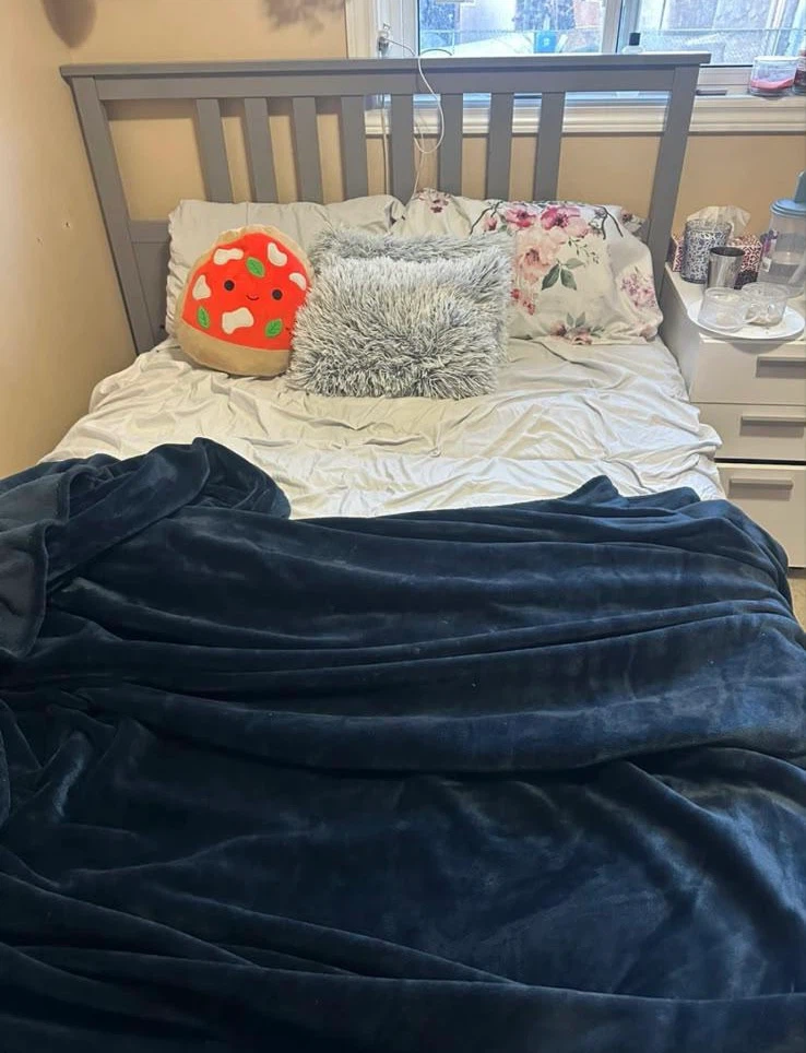 Grey Wooden King Size Bed Frame