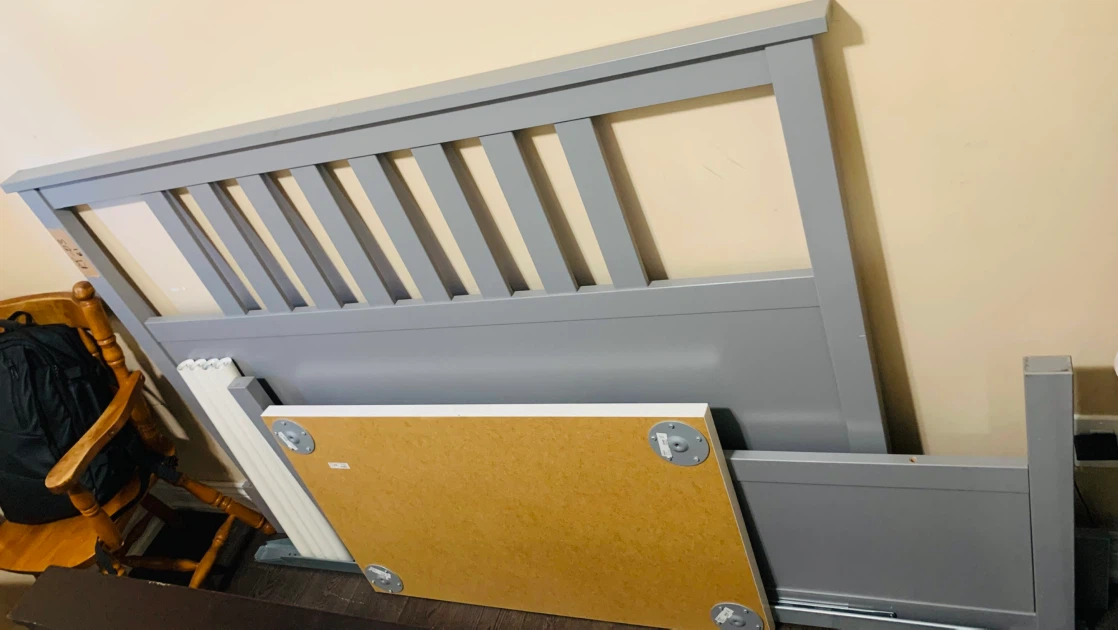 Grey Wooden King Size Bed Frame - photo 4