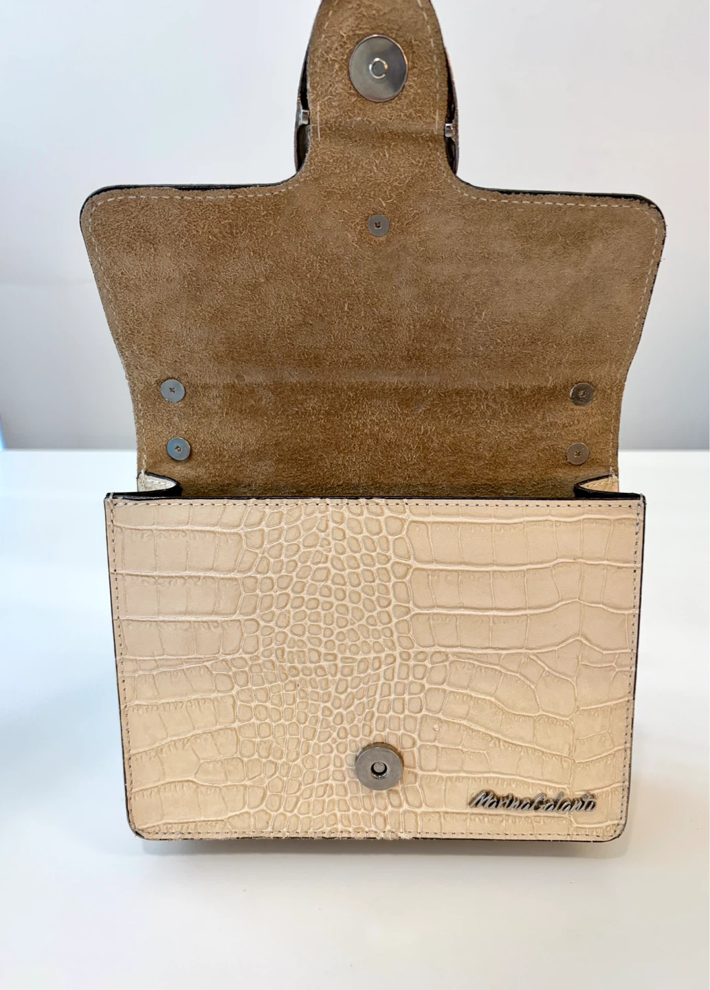 Marina Galanti Cream Crocodile Embossed Leather Crossbody Bag - photo 3