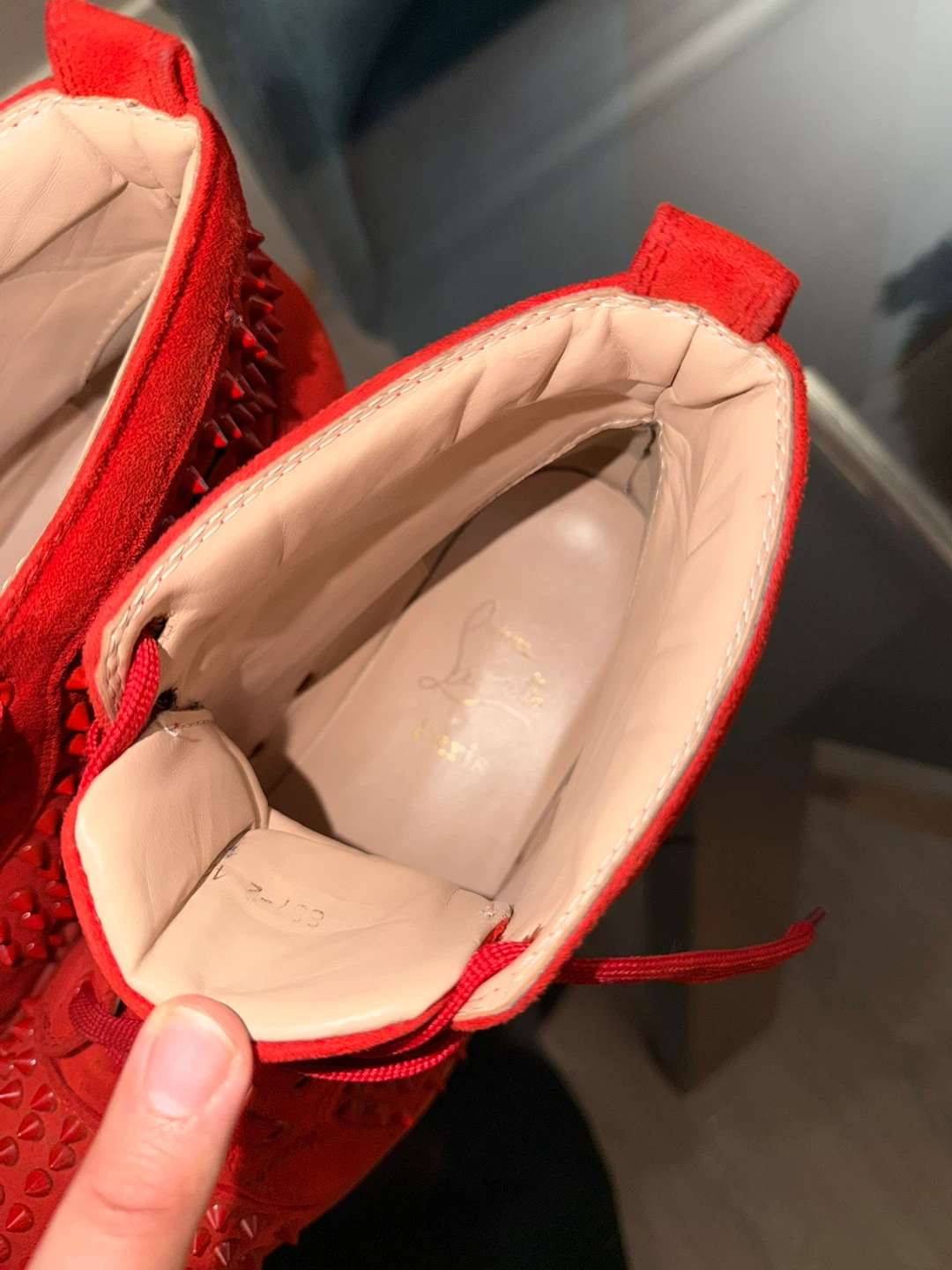 Christian Louboutin Red Spiked Sneakers 42 - photo 5
