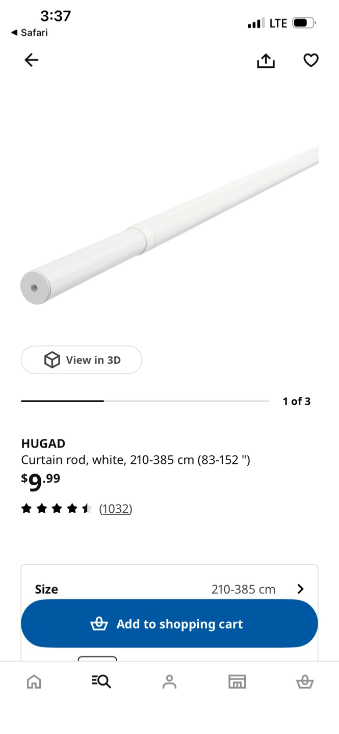 IKEA HUGAD Curtain Rod - White - photo 2