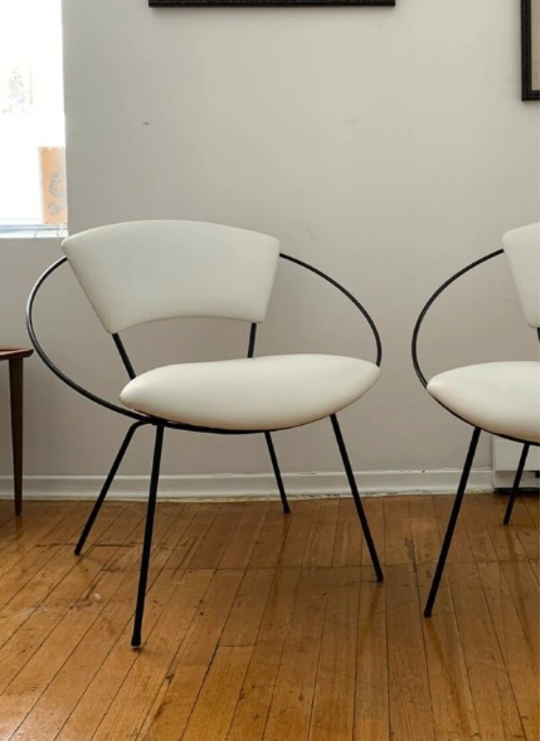 Rare white and black MCM circle chair