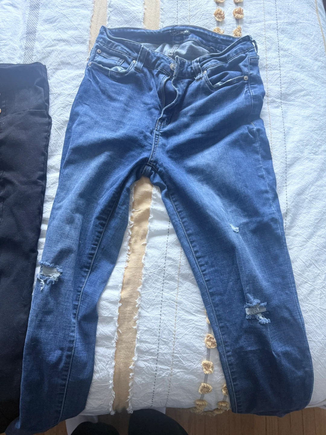 Fashion Nova Blue Distressed Denim Jeans