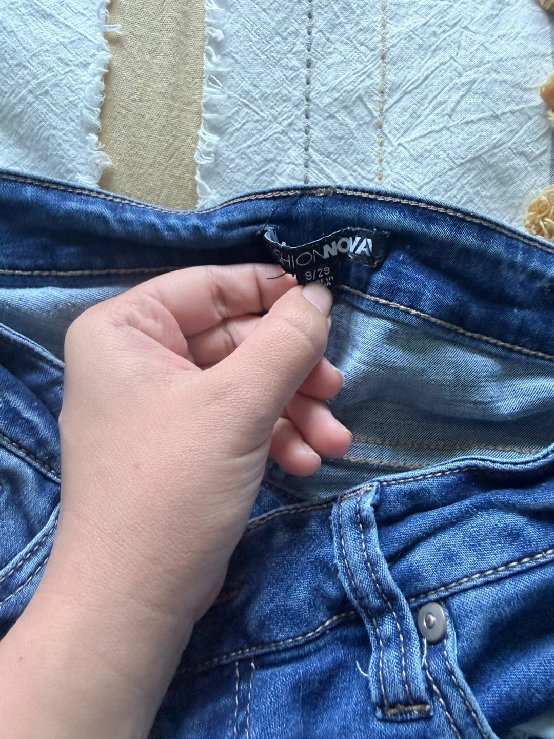 Fashion Nova Blue Distressed Denim Jeans - photo 2