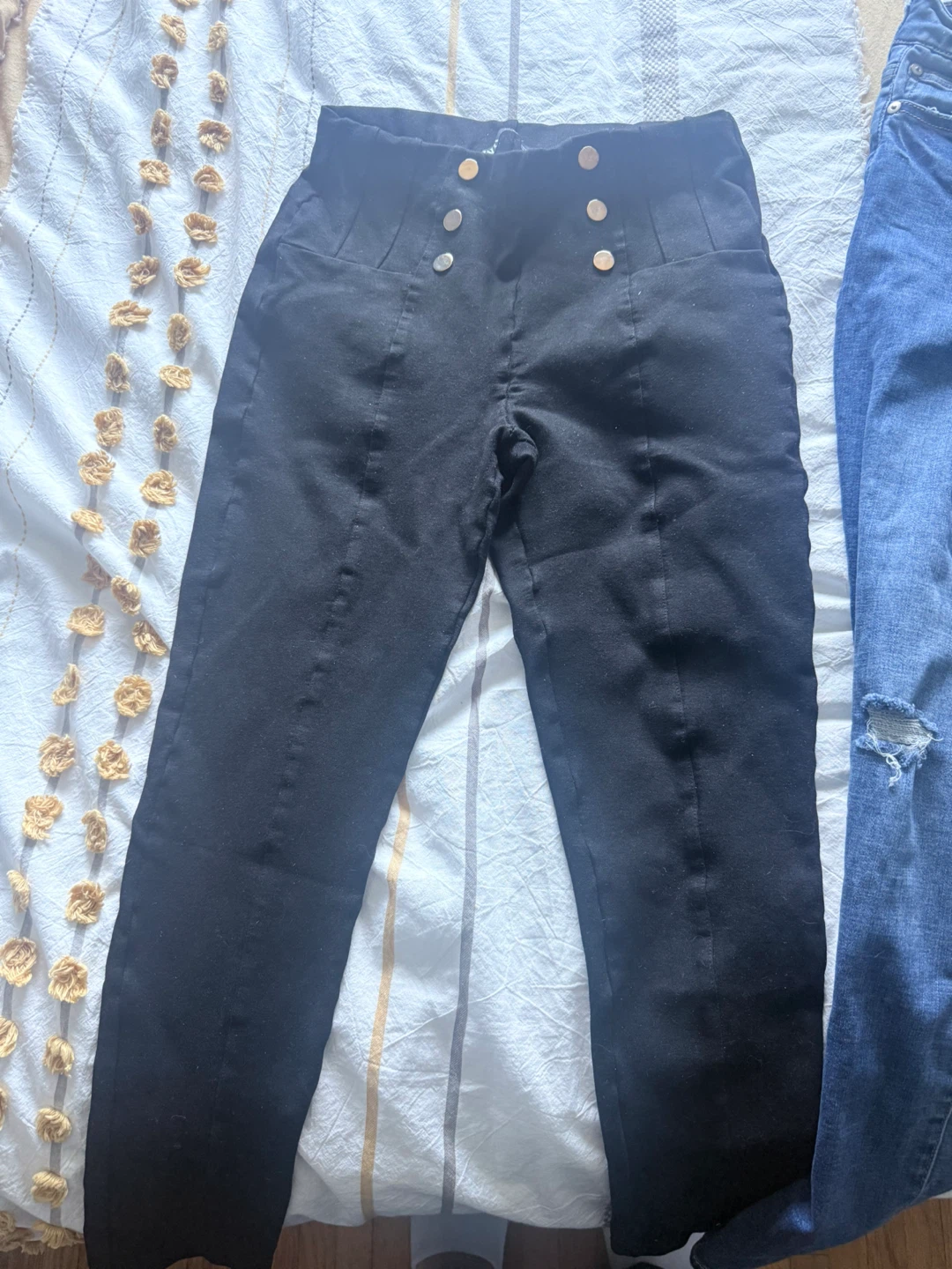 Zara Black Button-Front Pants