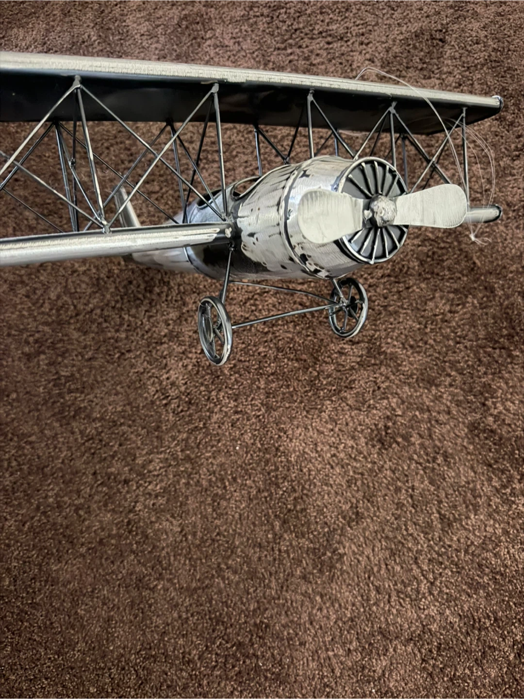 Pottery Barn Vintage Style Biplane Metal Sculpture