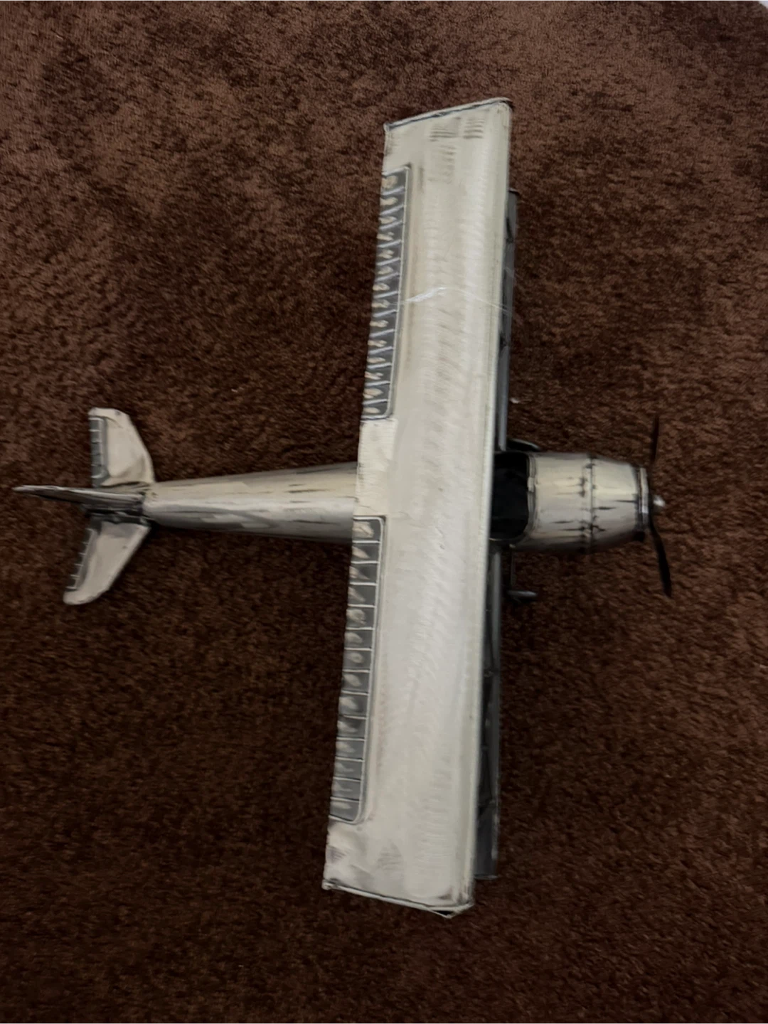 Pottery Barn Vintage Style Biplane Metal Sculpture - photo 2
