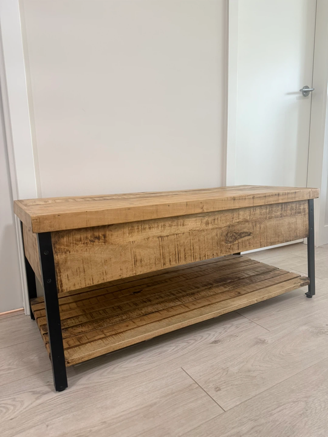 Wooden Storage Bench with Metal Frame - photo 4