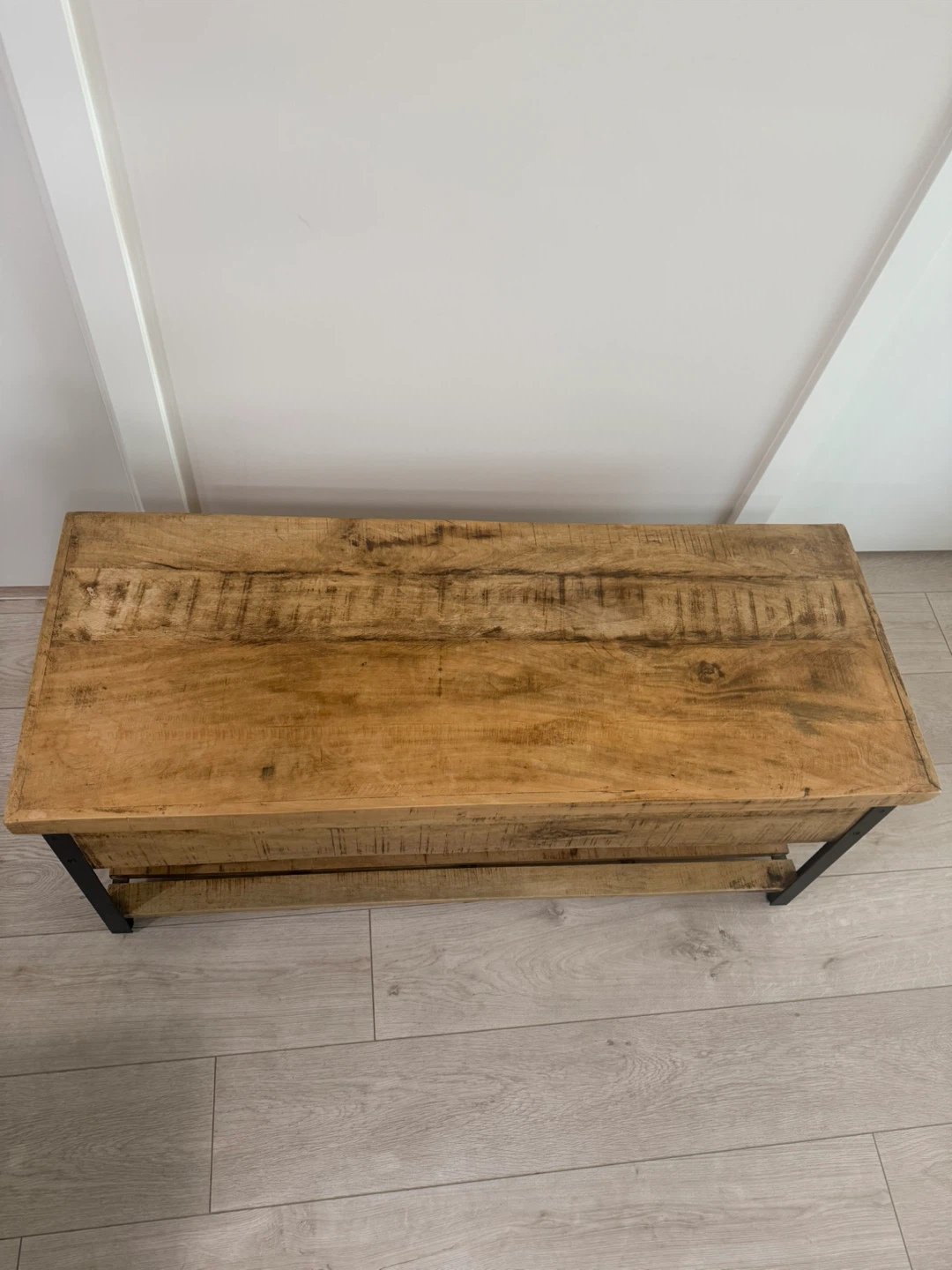 Wooden Storage Bench with Metal Frame - photo 3