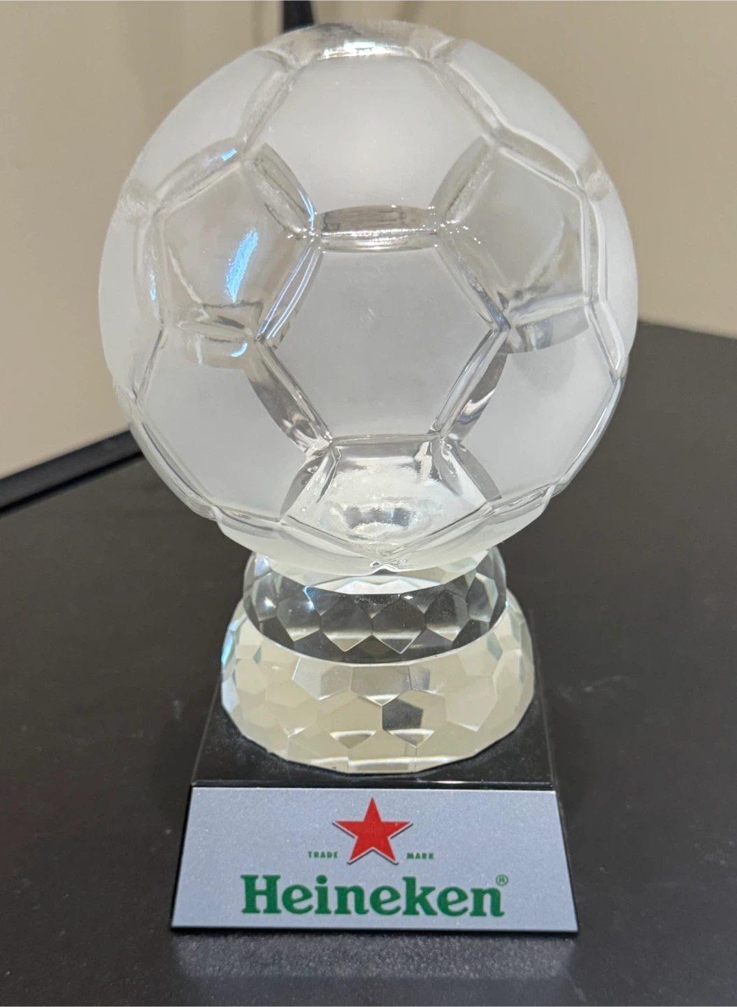 Soccer Crystal Ball trophy (Heineken logo)