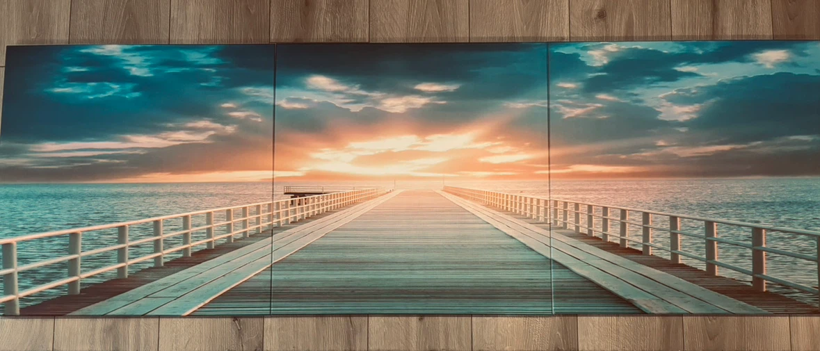 Triptych Pier Sunset Canvas Wall Art