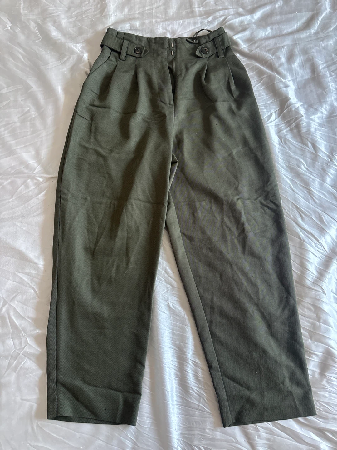 TOPSHOP High-Waisted Green Trousers