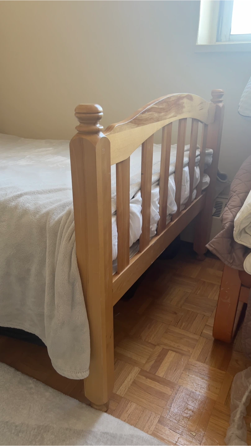 Wooden Twin Bed Frame with Headboard Shelf - photo 3