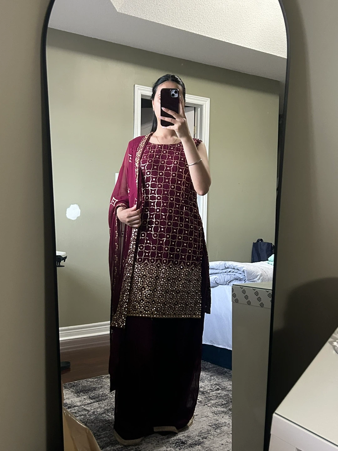 Maroon Sharara suit