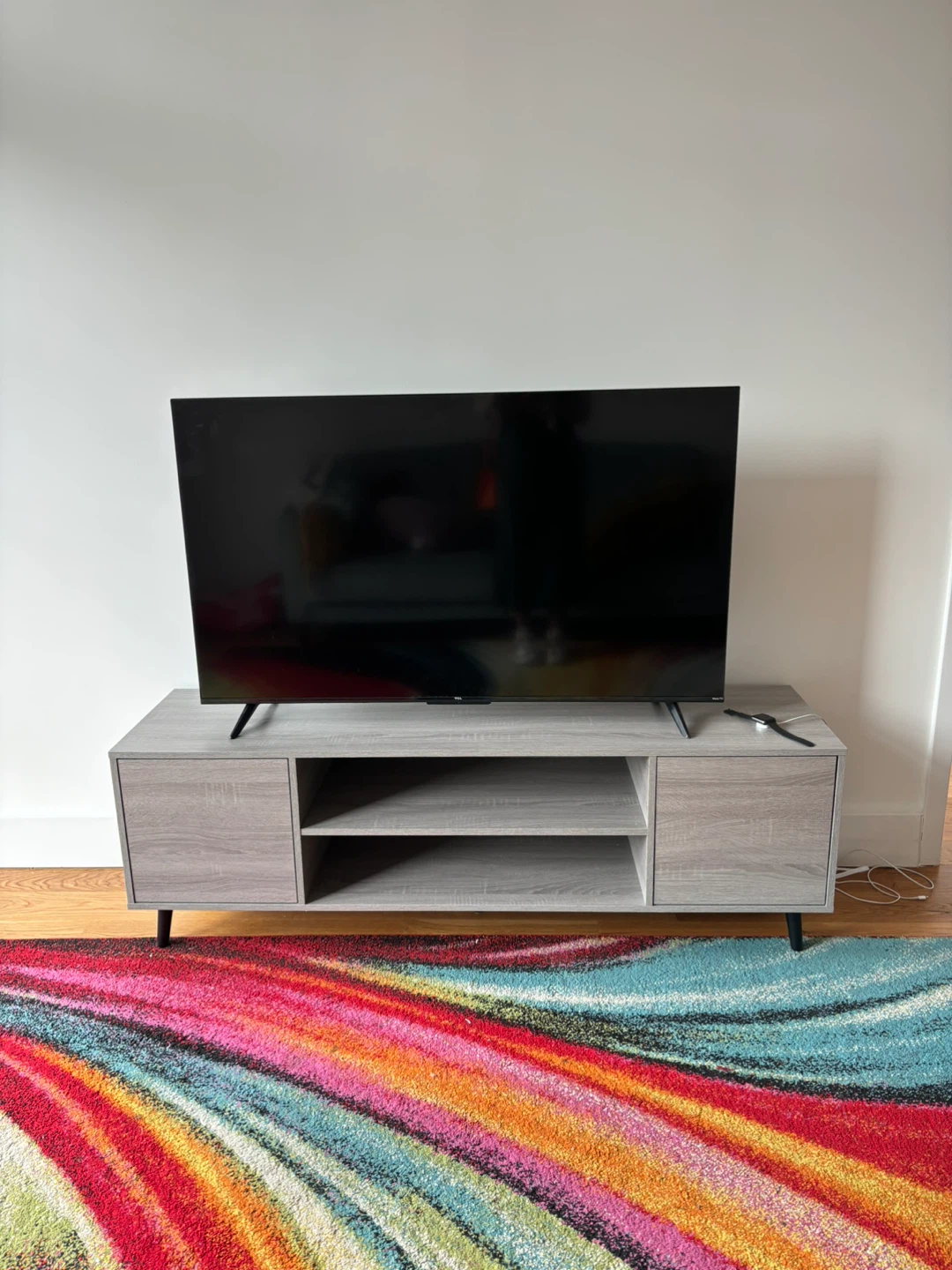 Gray TV Stand with Storage