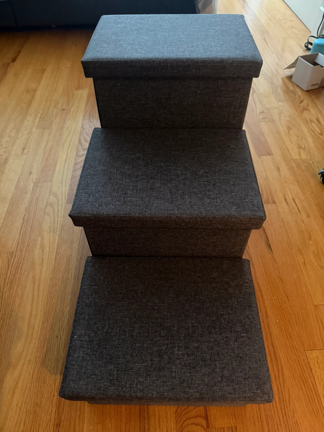 3-Step Pet Stairs / Storage Cubes - Dark Gray