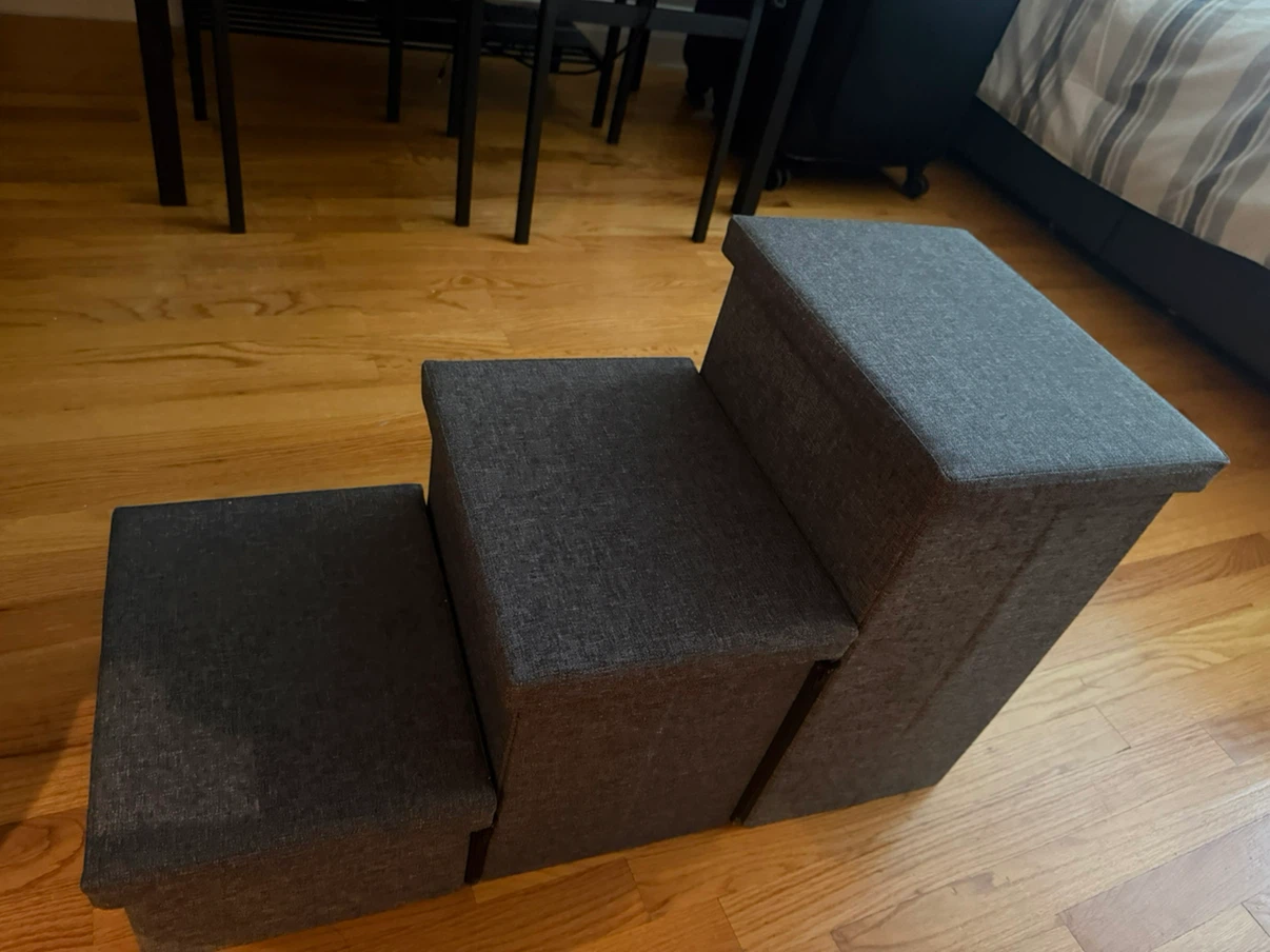 3-Step Pet Stairs / Storage Cubes - Dark Gray - photo 3