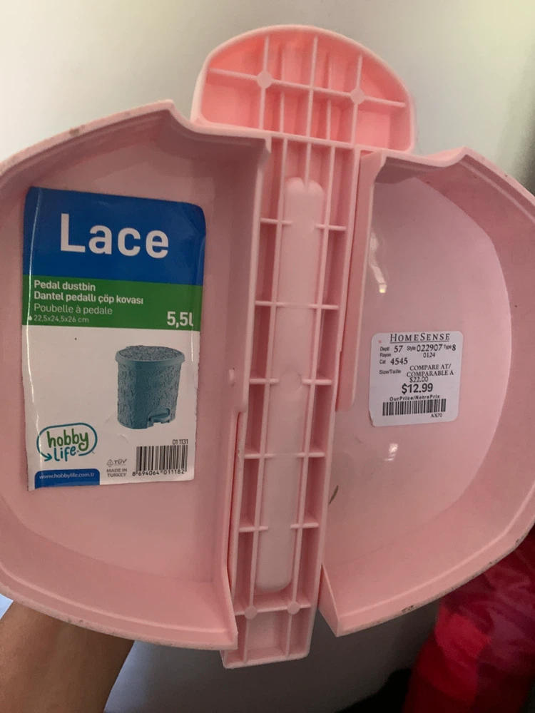 Hobby Life Lace Pedal Dustbin - Pink - photo 2