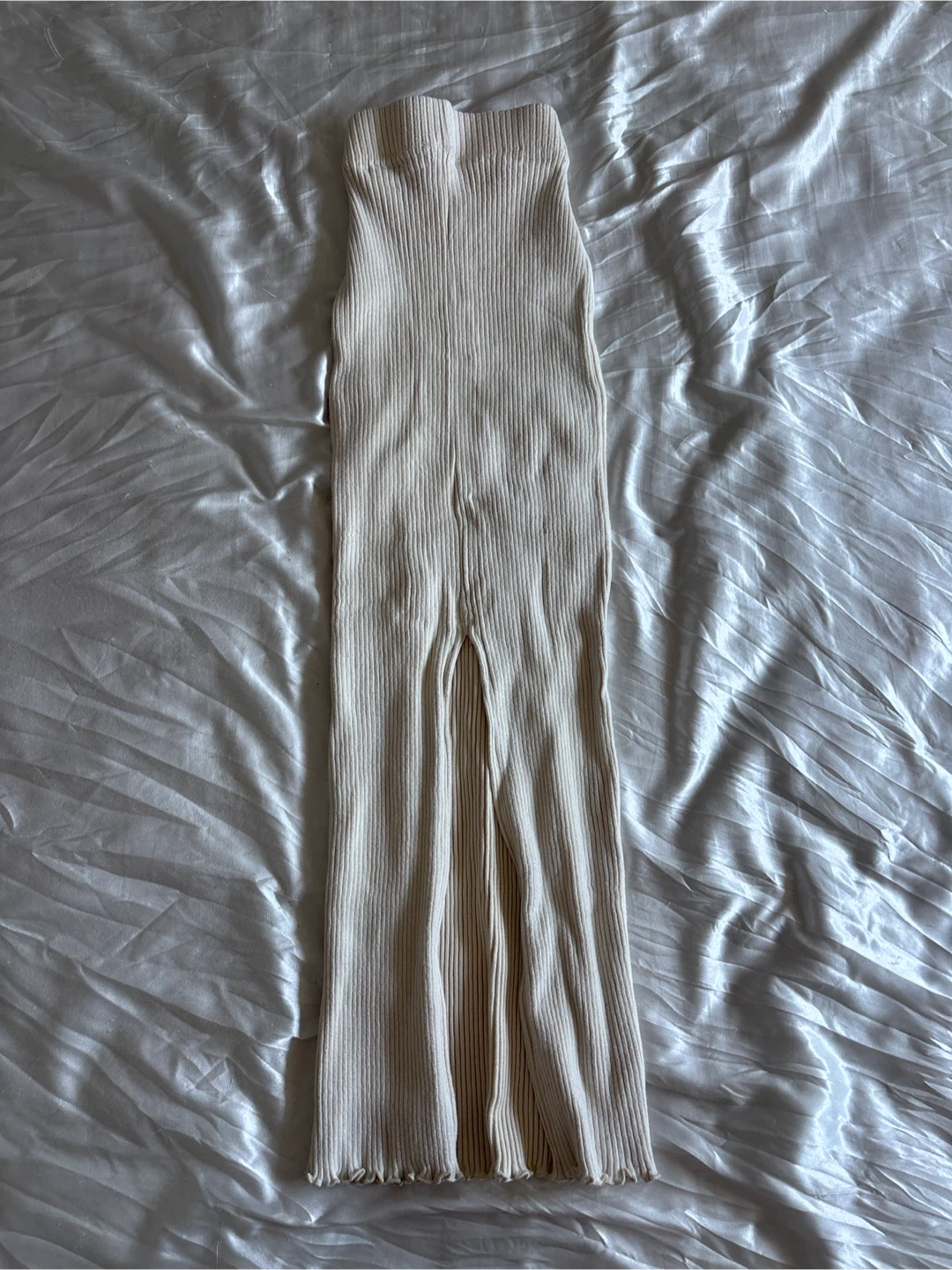 ZARA Cream Ribbed Knit Maxi skirt