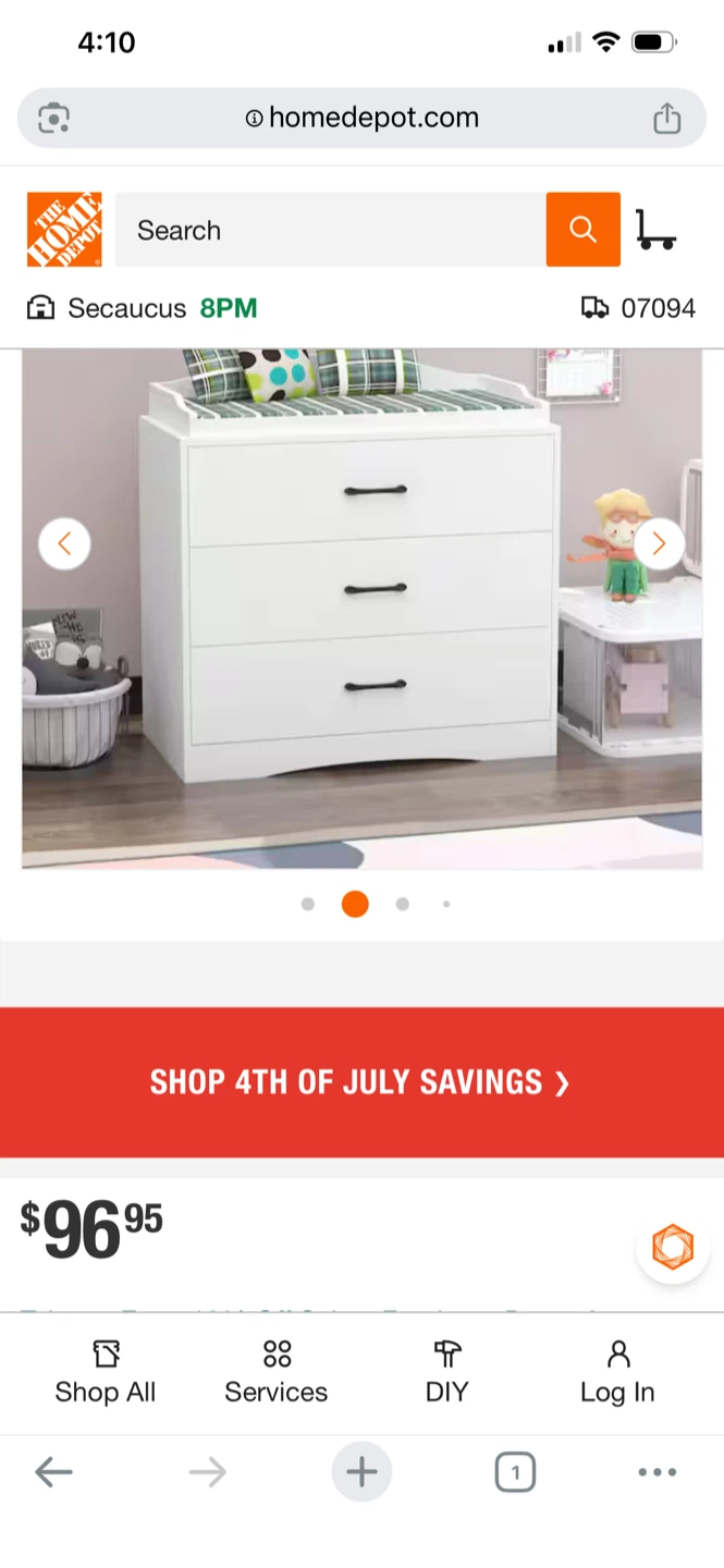 FUFU&GAGA 3-Drawer White Wooden Dresser - photo 2
