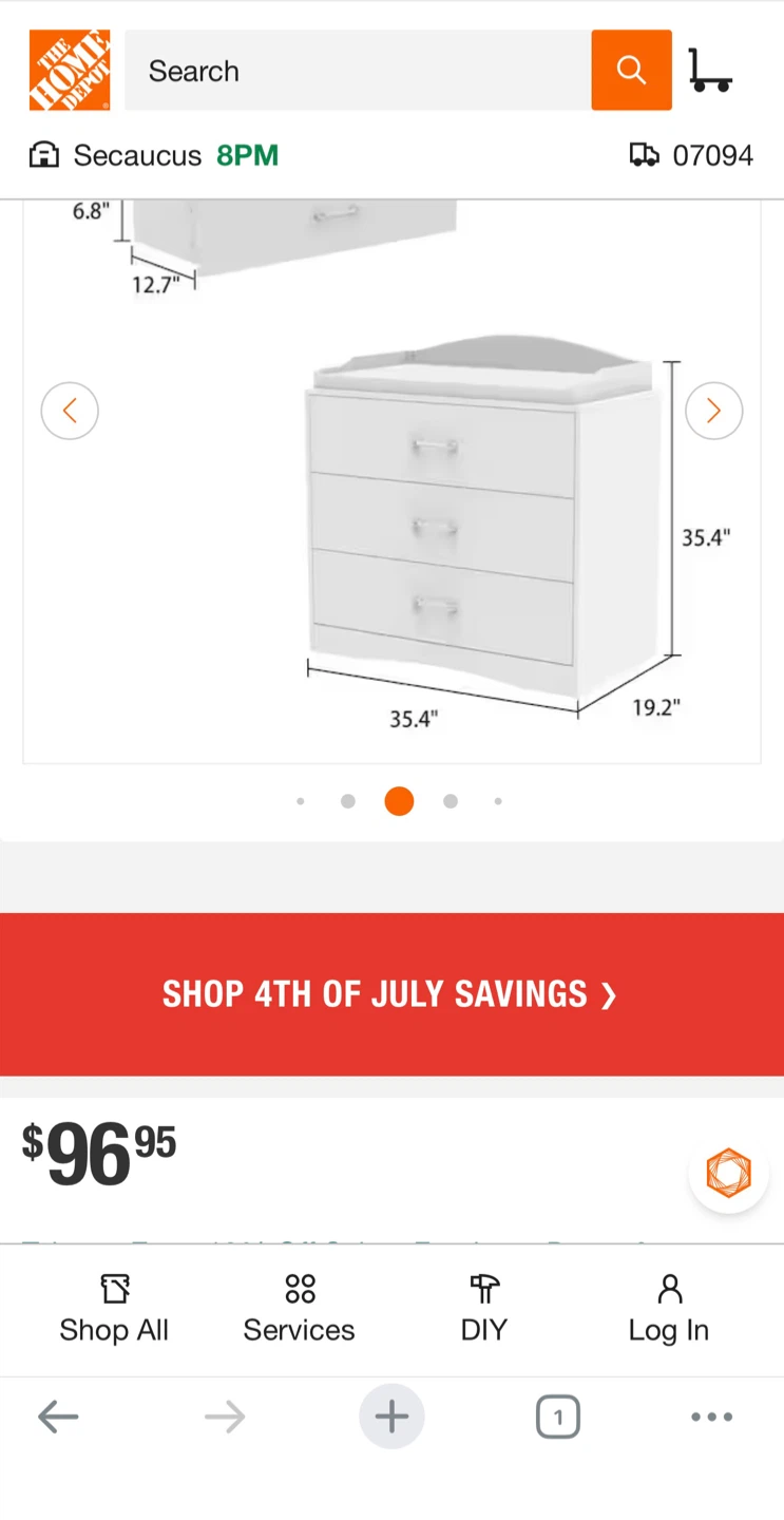 FUFU&GAGA 3-Drawer White Wooden Dresser - photo 3