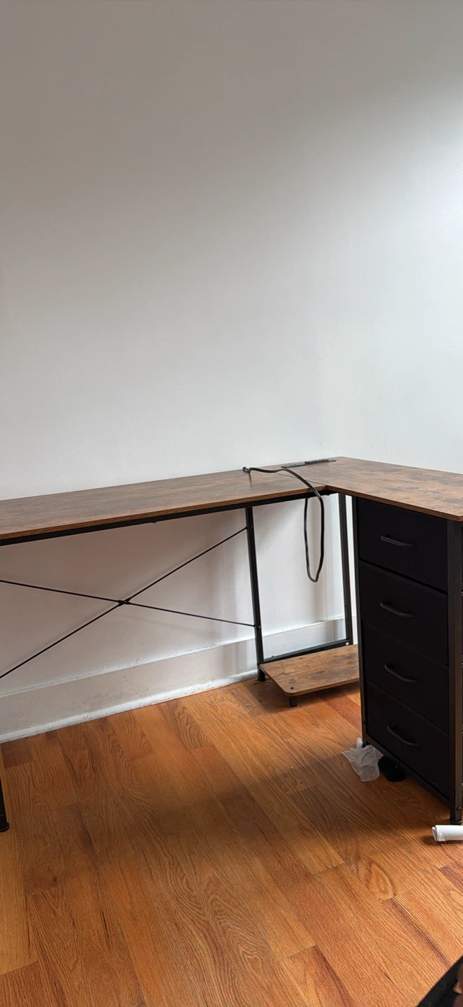 Rustic Industrial Computer Desk with 4 Drawers - photo 3