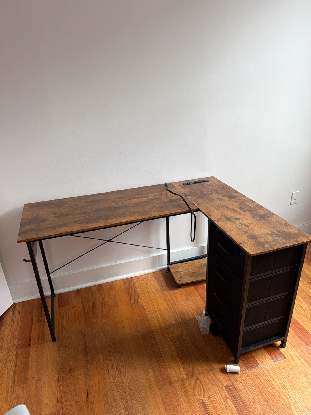 Rustic Industrial Computer Desk with 4 Drawers