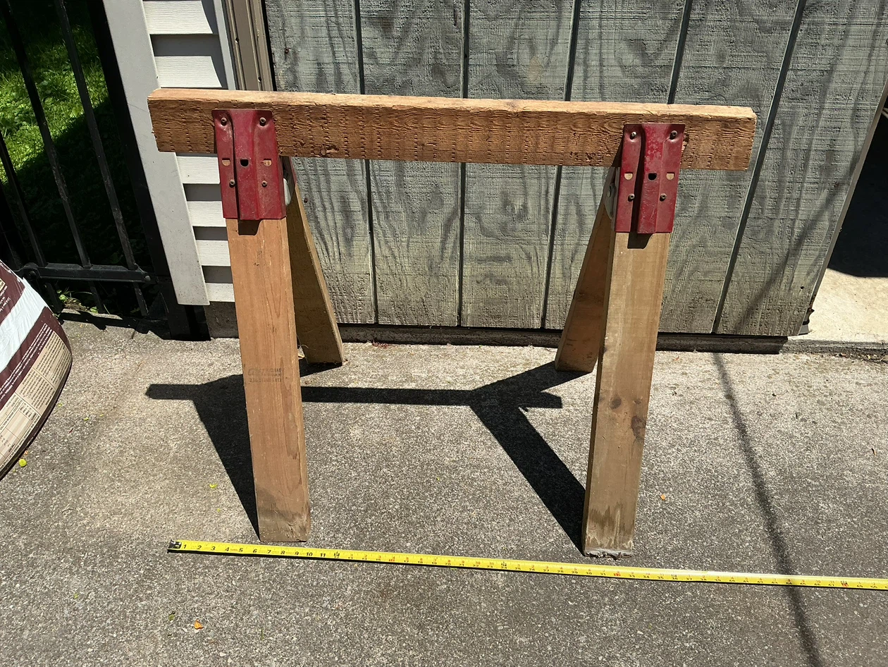 Strong Durable Wooden Sawhorse with Metal Brackets