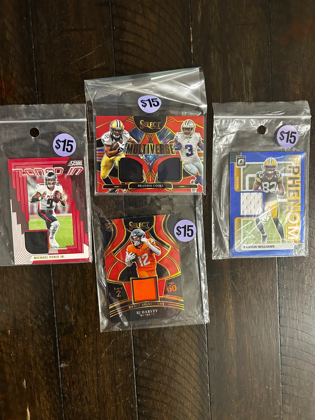 $15 Each NFL Football Trading Cards - Select, Score, Optic