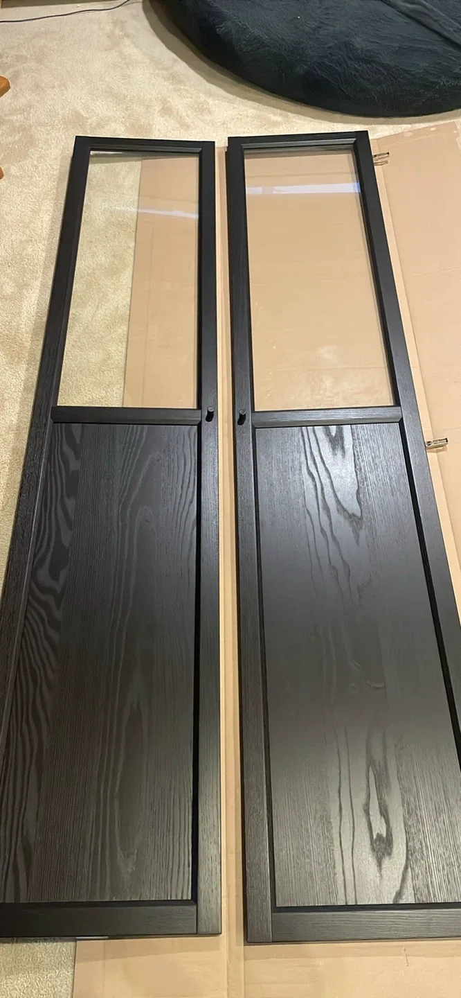 IKEA Billy Bookcase Black Wood Frame Glass Doors (4 in total)