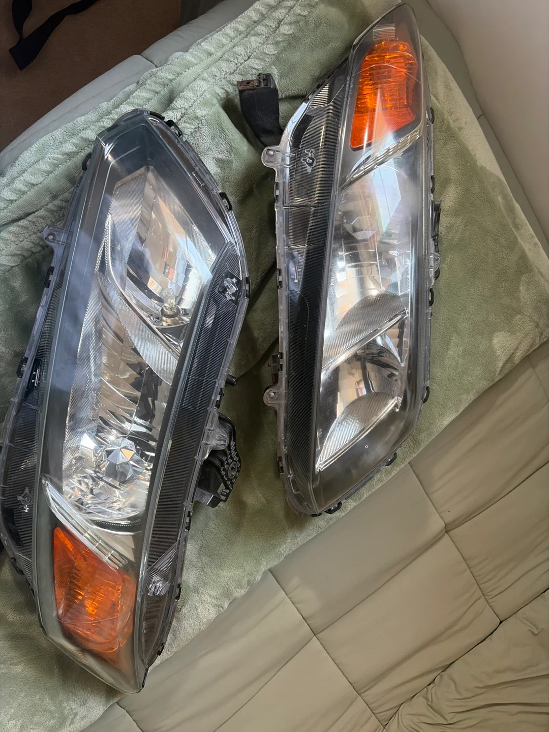 Pair of Car Headlights - Clear and Amber Lens